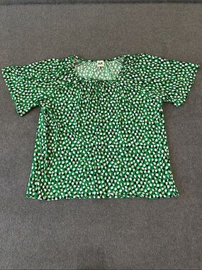 Anne Klein Green Polka Dot Top